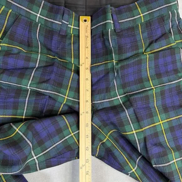 Vintage The Scotch House Pants Mens 35x28* Blue Green Tartan Plaid Wool Scottish - Picture 8 of 9